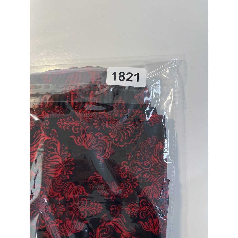Catherines Top Women 2X 22/24 Red Black Accordion Pleat Blouse V-Neck Flare‎ Top - Picture 6 of 6